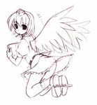  bangs geta hat looking_at_viewer monochrome purple seo_tatsuya shameimaru_aya sketch solo tengu-geta touhou 