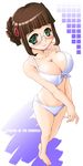  bikini breasts brown_hair cleavage fujisawa_yayoi_(uchuu_no_stellvia) glasses green_eyes large_breasts solo swimsuit tonpuu uchuu_no_stellvia 