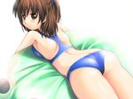  ass back bikini brown_eyes brown_hair copyright_request ikujitto looking_back lying on_stomach short_hair solo swimsuit 