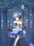  armor armored_dress blue_background dress gwendolyn multicolored multicolored_wings odin_sphere regu strapless strapless_dress wings 