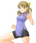  bike_shorts brown_hair china_dress chinese_clothes dress fighting_stance maria-sama_ga_miteru naitou_shouko solo spandex toshifumi 