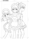  amasawa_yuuko dennou_coil glasses greyscale hashimoto_fumie maid monochrome multiple_girls okonogi_yuuko short_hair thighhighs twintails yoshida_inuhito 