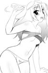  copyright_request front-print_panties greyscale monochrome object_on_head panties panties_on_head print_panties solo underwear utamaro 