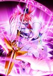  bow energy_wings fingerless_gloves gloves lyrical_nanoha magazine_(weapon) magic_circle magical_girl mahou_shoujo_lyrical_nanoha mahou_shoujo_lyrical_nanoha_a's purple_eyes raising_heart red_bow red_hair solo takamachi_nanoha tom_(1art.) twintails white_devil 