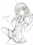  ayase_hikaru greyscale mayumi_thyme monochrome short_hair_with_long_locks shuffle! solo thighhighs 