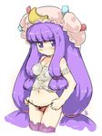  camisole crescent hat long_hair low-tied_long_hair lowleg lowleg_panties panties patchouli_knowledge purple_hair randou solo touhou underwear 