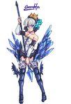  armor armored_dress character_name dress gwendolyn kara_(color) no_choker odin_sphere solo strapless strapless_dress white_background 