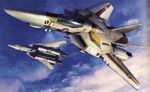  cloud day flying highres macross macross:_do_you_remember_love? mecha no_humans realistic roy_focker sky tenjin_hidetaka variable_fighter vf-1 