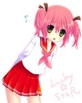  bangs haruno_ichigo kobayakawa_yutaka lucky_star pink_hair pink_neckwear ryouou_school_uniform school_uniform serafuku solo 