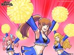  amemiya_sayaka anna_lindhurst armpits blonde_hair bra breasts brown_hair cheerleader cleavage elbow_gloves foreshortening gloves hair_ribbon highres kanda_aoi lingerie long_hair medium_breasts midriff multiple_girls official_art osu!_tatakae!_ouendan osu!_tatakae!_ouendan_2 ouendan pink_hair pom_poms ponytail ribbon skirt smile twintails underwear wallpaper 