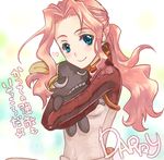  aqua_eyes blush bodysuit darry_adai furayu_(flayu) heart hug long_hair lowres pink_hair red_bodysuit smile solo stuffed_animal stuffed_toy tengen_toppa_gurren_lagann wavy_hair white_bodysuit 