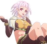  :o bangs blunt_bangs blush finger_to_mouth hunter_(ragnarok_online) knees_up looking_at_viewer lowres midriff mr.romance navel parted_lips pink_hair ragnarok_online red_eyes short_hair shorts simple_background sitting skin_tight solo stomach white_background 