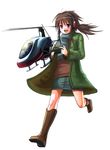  aircraft brown_hair controller headphones helicopter original patricia_(stylish_marunage) purple_eyes remote_control smile solo 