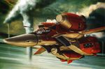  armor cloud cloudy_sky cockpit flying glass highres macross multiple_boys outdoors seat sitting sky tenjin_hidetaka transparent vt-1_super_ostrich 