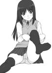  greyscale kurusugawa_ayaka monochrome panties school_uniform shichimenchou solo thighhighs to_heart underwear 