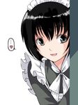  black_hair bob_cut grey_eyes heart lowres maid maid_headdress maskman peeking_out shirley_(manga) shirley_medison short_hair smile solo speech_bubble spoken_heart 