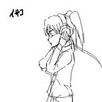  amasawa_yuuko animated animated_gif dennou_coil easytoon glasses greyscale headphones lowres monochrome short_hair sketch solo twintails 