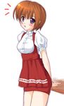  1girl anna_miller high-waist_skirt original skirt solo tsurusaki_takahiro waitress white_background 