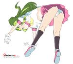  copyright_request gloves green_eyes green_hair long_hair oekaki onija_tarou panties pantyshot school_uniform solo underwear 