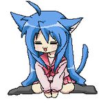  animal_ears animated animated_gif cat_ears izumi_konata kemonomimi_mode lowres lucky_star masayu solo tail 