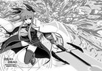  2007 bardiche belt cape coat energy_sword fate_testarossa gauntlets gloves greyscale hair_ribbon kurosho long_hair lyrical_nanoha magic_circle magical_girl mahou_shoujo_lyrical_nanoha_strikers monochrome ribbon single_gauntlet single_glove solo sword thighhighs twintails weapon zettai_ryouiki 