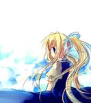  air blonde_hair blue_eyes blush dress hair_ribbon kamio_misuzu long_hair ribbon solo suzushiro_kurumi 