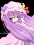  catbell character_name crescent hat long_hair patchouli_knowledge purple_hair solo touhou 