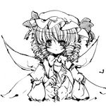  catbell drill_hair greyscale lowres luna_child monochrome solo touhou 
