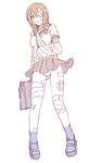  :o bag bandages eyepatch gradient kara_(color) kobushi_abiru monochrome original panties pantyshot sayonara_zetsubou_sensei school_uniform skirt solo underwear 