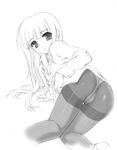  ass bent_over crotch_seam greyscale monochrome original panties panties_under_pantyhose pantyhose solo thighband_pantyhose tsurusaki_takahiro underwear 