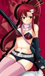  anti-materiel_rifle bikini_top gun long_hair nakazuki_yuuna rifle short_shorts shorts sniper_rifle solo tengen_toppa_gurren_lagann thighhighs weapon yoko_littner zoom_layer 