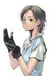  androgynous black_hair blue_eyes gloves looking_at_viewer lowres original shirt short_hair short_sleeves simple_background solo sweater_vest tamaki_g_(artist) white_background white_shirt 