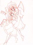  catbell flandre_scarlet monochrome multiple_girls red remilia_scarlet siblings sisters touhou wings 