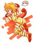  animal_ears blonde_hair choker detached_sleeves fingerless_gloves fong_pudding garters gloves leotard magical_girl mew_pudding monkey_ears monkey_tail myuracchi_(ayashii_hon'ya) open_mouth puffy_detached_sleeves puffy_sleeves short_hair solo tail tokyo_mew_mew yellow_leotard 