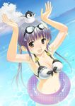  animal animal_on_head bikini bikini_top bird bird_on_head day goggles innertube on_head original penguin solo swimsuit water yurikuta_tsukumi 