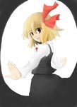  blonde_hair bluepony brown_eyes hair_ribbon necktie outstretched_arms ribbon rumia short_hair solo spread_arms touhou 
