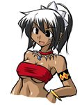  artist_request bangs dark_skin navel sekaiju_no_meikyuu shilleka solo 