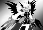  greyscale hair_ornament lyrical_nanoha mahou_shoujo_lyrical_nanoha_strikers masutaauu monochrome solo thighhighs unison x_hair_ornament yagami_hayate 