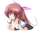  hair_ribbon long_hair original ribbon shijou_sadafumi simple_background solo 