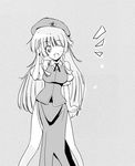  1girl bad_proportions beret braid chinese_clothes eyebrows eyebrows_visible_through_hair greyscale hat hong_meiling kiku_hitomoji legs_apart long_hair looking_at_viewer monochrome one_eye_closed open_mouth puffy_sleeves short_sleeves side_braid solo star touhou twin_braids 