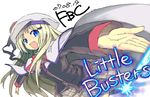  blue_eyes cape fang fbc hat little_busters! long_hair noumi_kudryavka outstretched_arms school_uniform solo spread_arms 