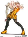  blonde_hair falcoon jojo_no_kimyou_na_bouken kraftwerk_(stand) male_focus pants pointing sale_(jojo) shoes smile solo stand_(jojo) star vento_aureo 