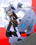  full_moon living_hair mof mof's_silver_haired_twintailed_girl moon oekaki original solo 