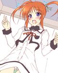  :d animal ass_visible_through_thighs blue_eyes blush ferret indoors lyrical_nanoha mahou_shoujo_lyrical_nanoha open_mouth panties pantyshot red_hair school_uniform seishou_elementary_school_uniform smile solo takamachi_nanoha thigh_gap uminchu underwear yuuno_scrya 