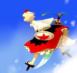  geta hat inubashiri_momiji iwamoto_zerogo long_skirt shield skirt sky solo sword tengu-geta tokin_hat touhou weapon 