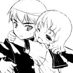  1girl greyscale hug monochrome original sasahara_yuuki sketch 