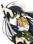  ahoge alastor_(shakugan_no_shana) black_hair brown_eyes hotori_(sion) jewelry long_hair panties pendant school_uniform shakugan_no_shana shana side-tie_panties sword underwear very_long_hair weapon 