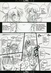  3girls artist_request comic cool_your_head greyscale hard_translated highres lyrical_nanoha mahou_shoujo_lyrical_nanoha_strikers monochrome multiple_girls takamachi_miyuki takamachi_nanoha takamachi_shirou translated vivio white_devil 