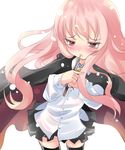  black_legwear blush cape long_hair louise_francoise_le_blanc_de_la_valliere pentacle pink_eyes pink_hair shiranagi skirt solo tears thighhighs wand zero_no_tsukaima zettai_ryouiki 