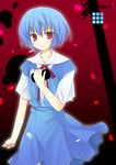  ayanami_rei blue_hair chuujou_kagetsu neon_genesis_evangelion red_eyes school_uniform short_hair solo 